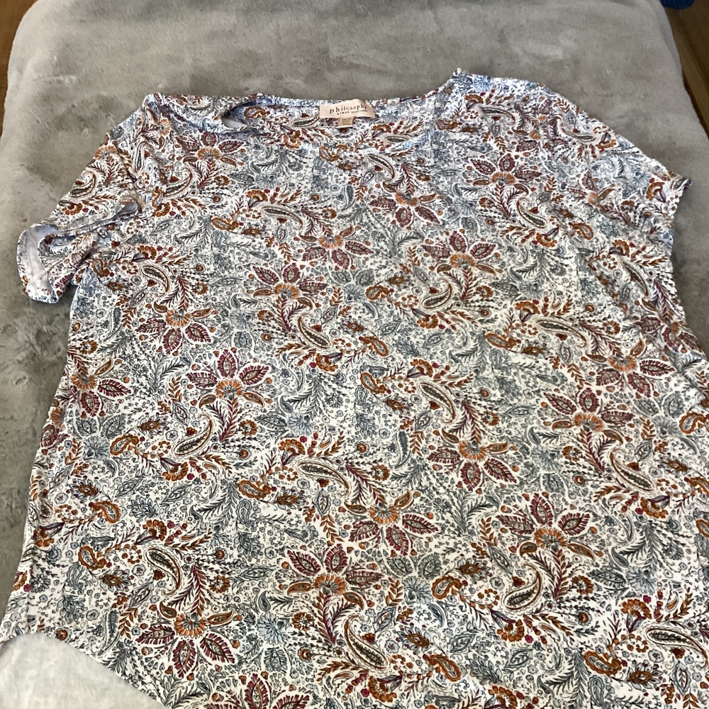 NWT philosophy woman multicolour paisley short sleeve tee size 1X